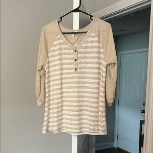Beige and Cream Striped Blouse